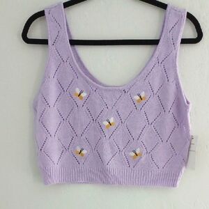 NWOT Nikka K Lavender Butterfly Knit Crop Top